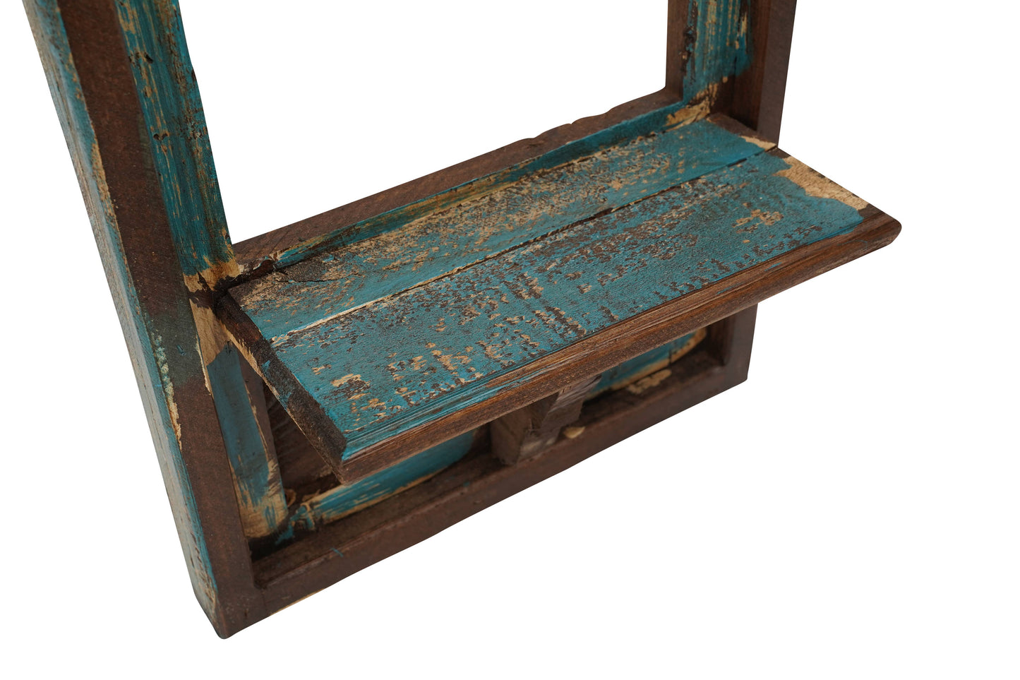 Augusta Wall Window with Shelf-13x31 inches-Rustic-Turquoise