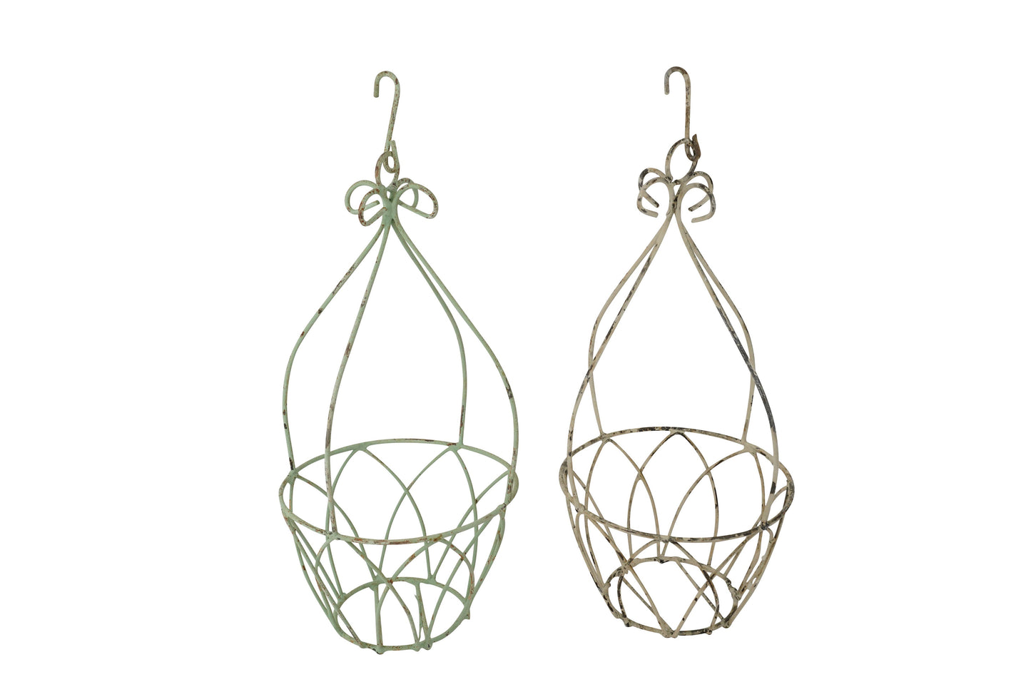 Delmar Iron Hanging Planter Garden Basket-8x17-Two Colors: White