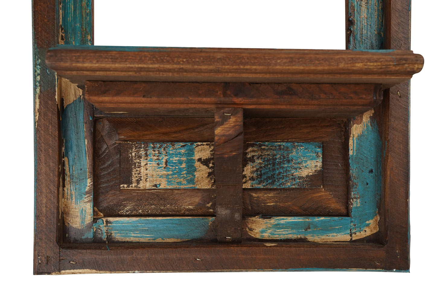 Augusta Wall Window with Shelf-13x31 inches-Rustic-Turquoise