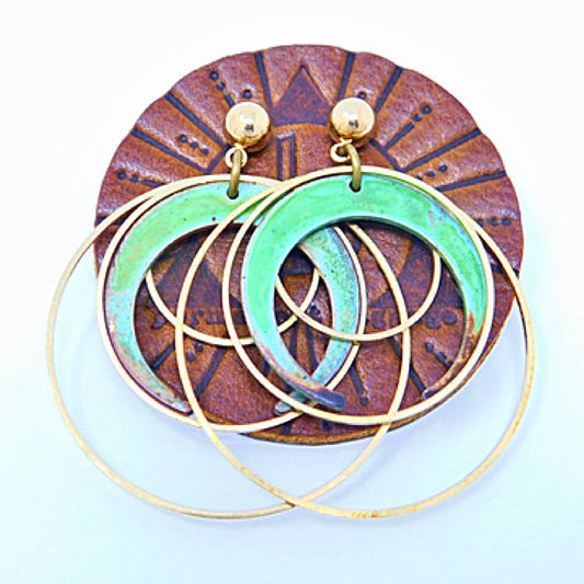 Verdigris Brass Patina Earring Geometric Boho Style