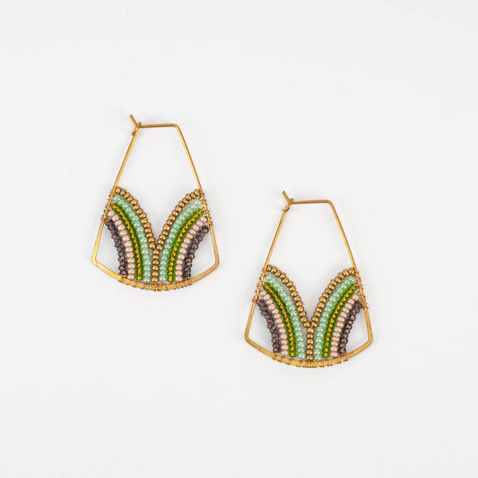 Wellspring Beaded Hoop Earrings: Wood Fern