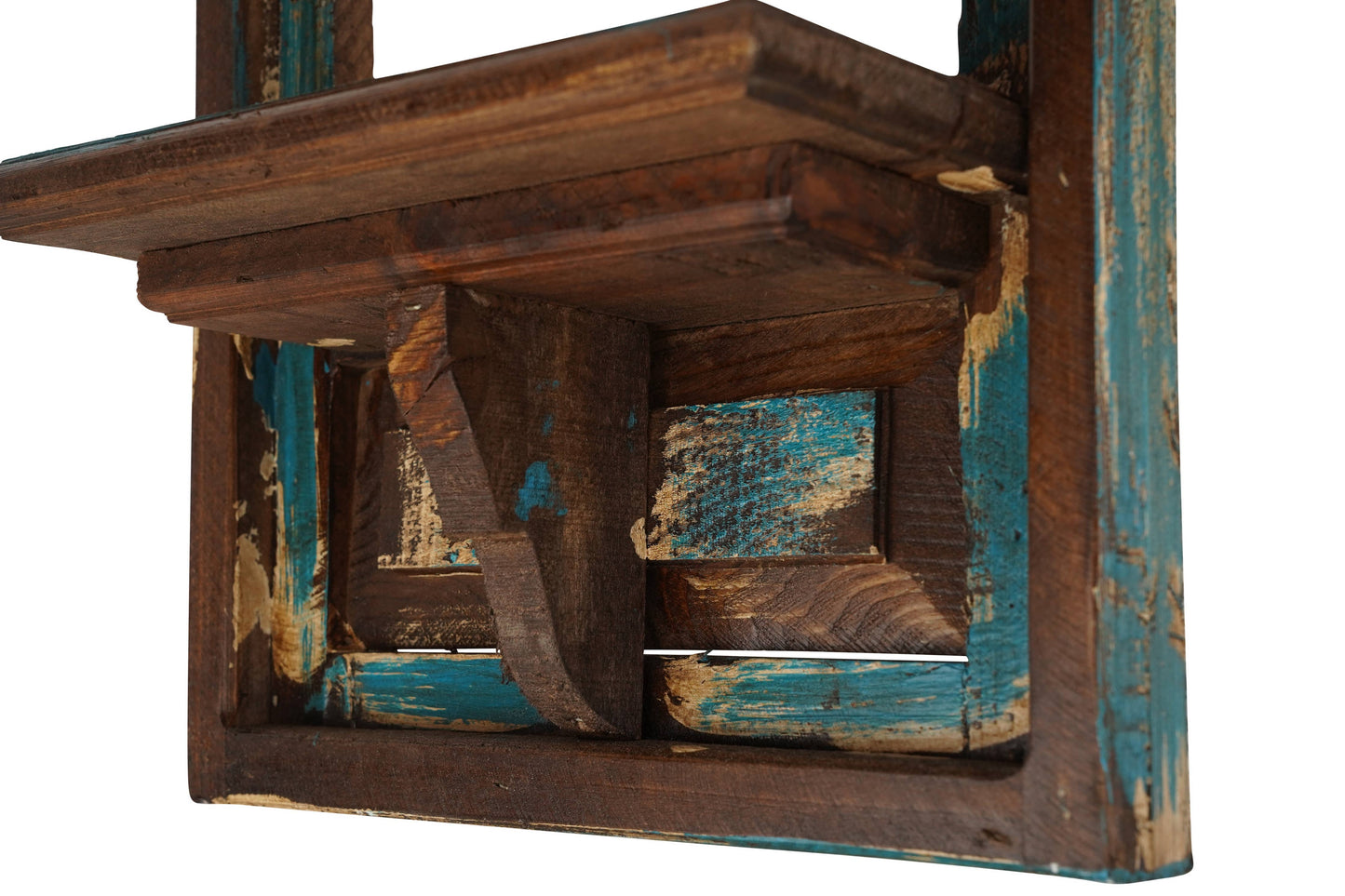 Augusta Wall Window with Shelf-13x31 inches-Rustic-Turquoise