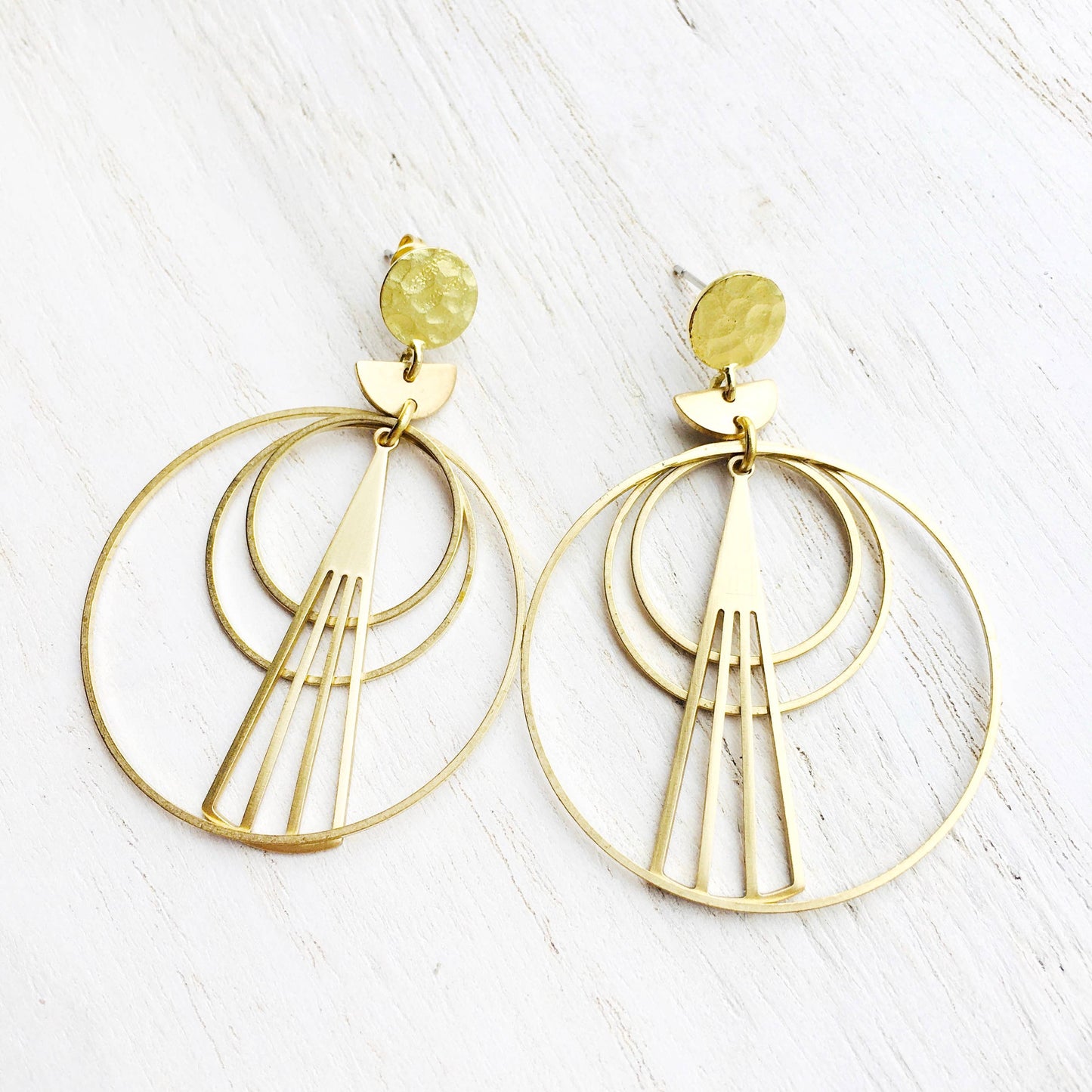 Geometric Brass Circle Earrings