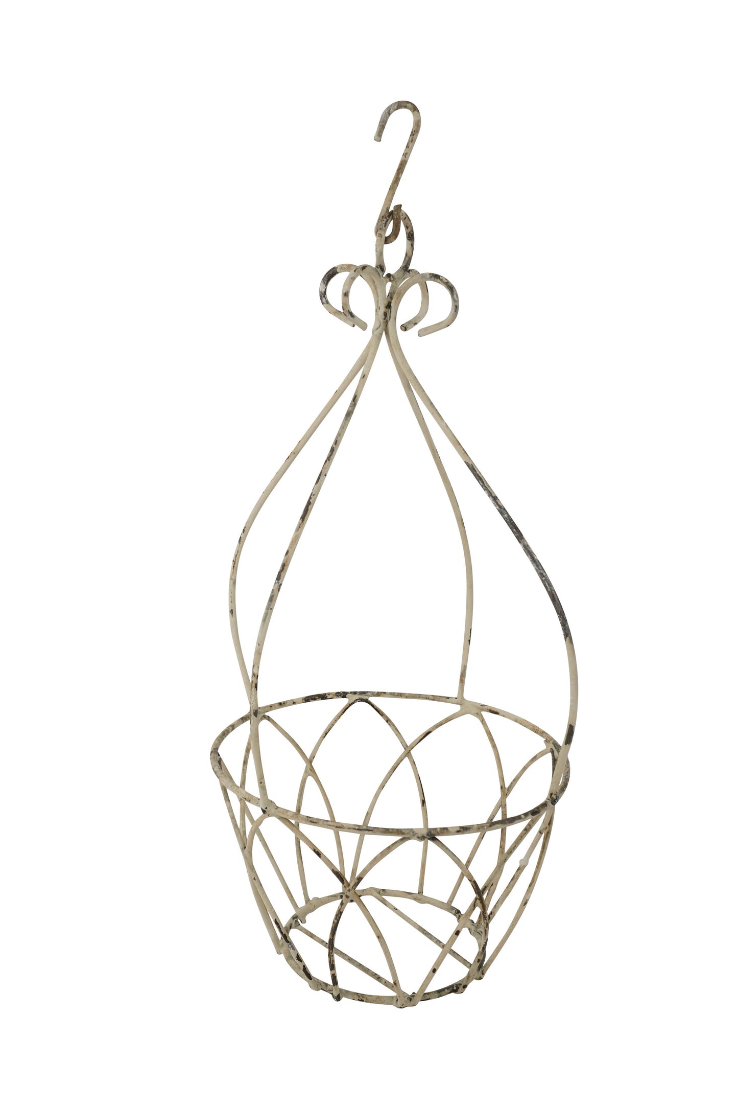 Delmar Iron Hanging Planter Garden Basket-8x17-Two Colors: White