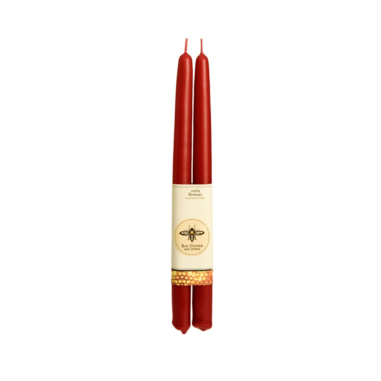 100% Pure Beeswax Tapers: Standard (12" x 7/8") / Red