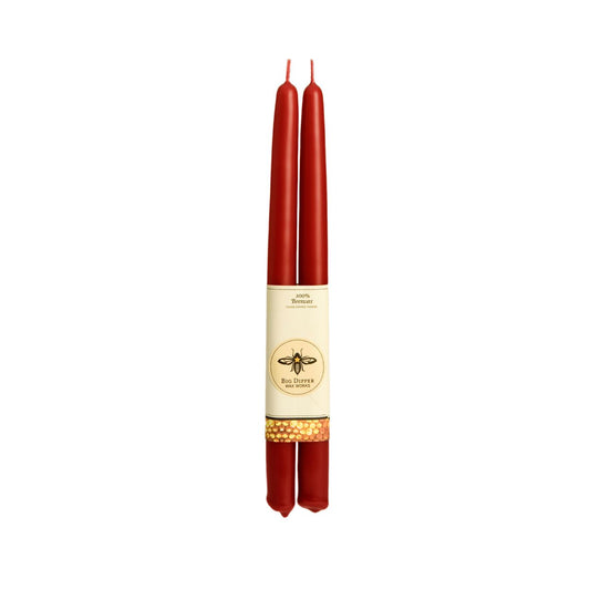 100% Pure Beeswax Tapers: Standard (12" x 7/8") / Red