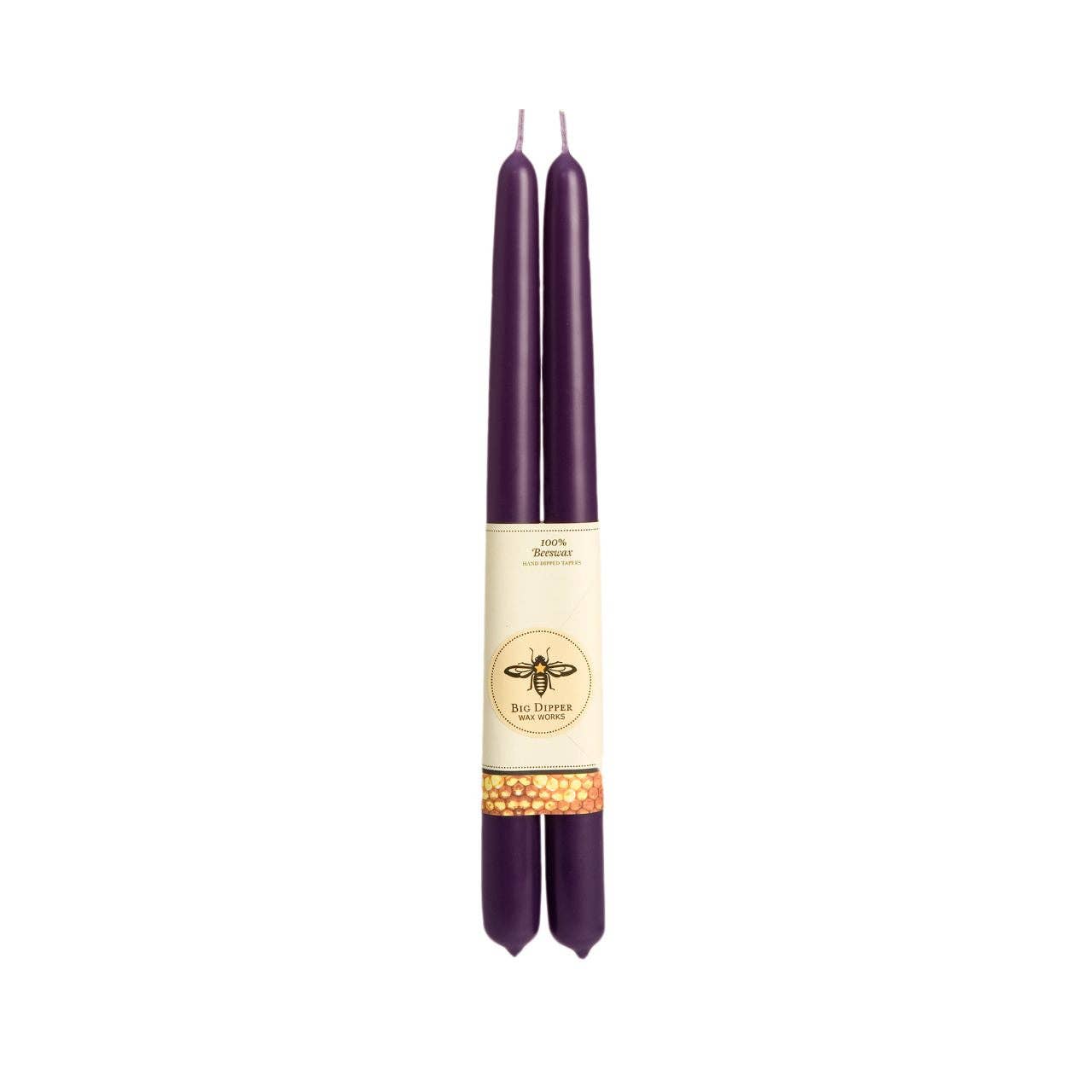 100% Pure Beeswax Tapers: Standard (12" x 7/8") / Eggplant