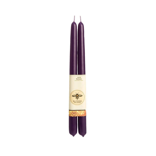 100% Pure Beeswax Tapers: Standard (12" x 7/8") / Eggplant