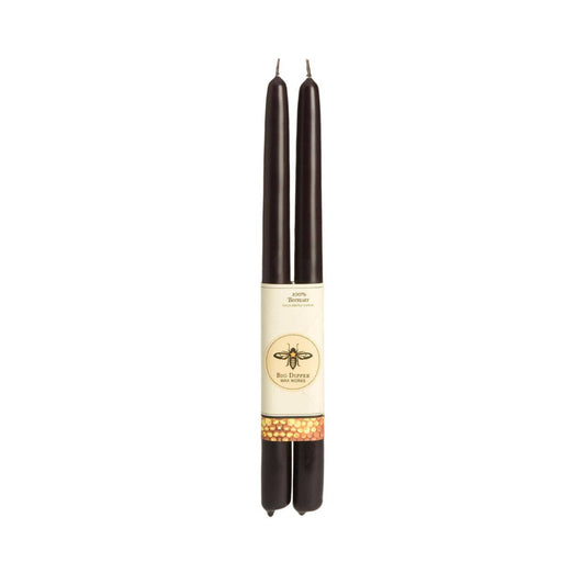 100% Pure Beeswax Tapers: Standard (12" x 7/8") / Black