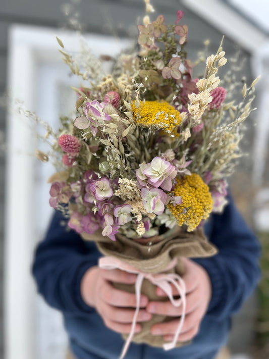 Large yarrow and oregano everlasting bouquet