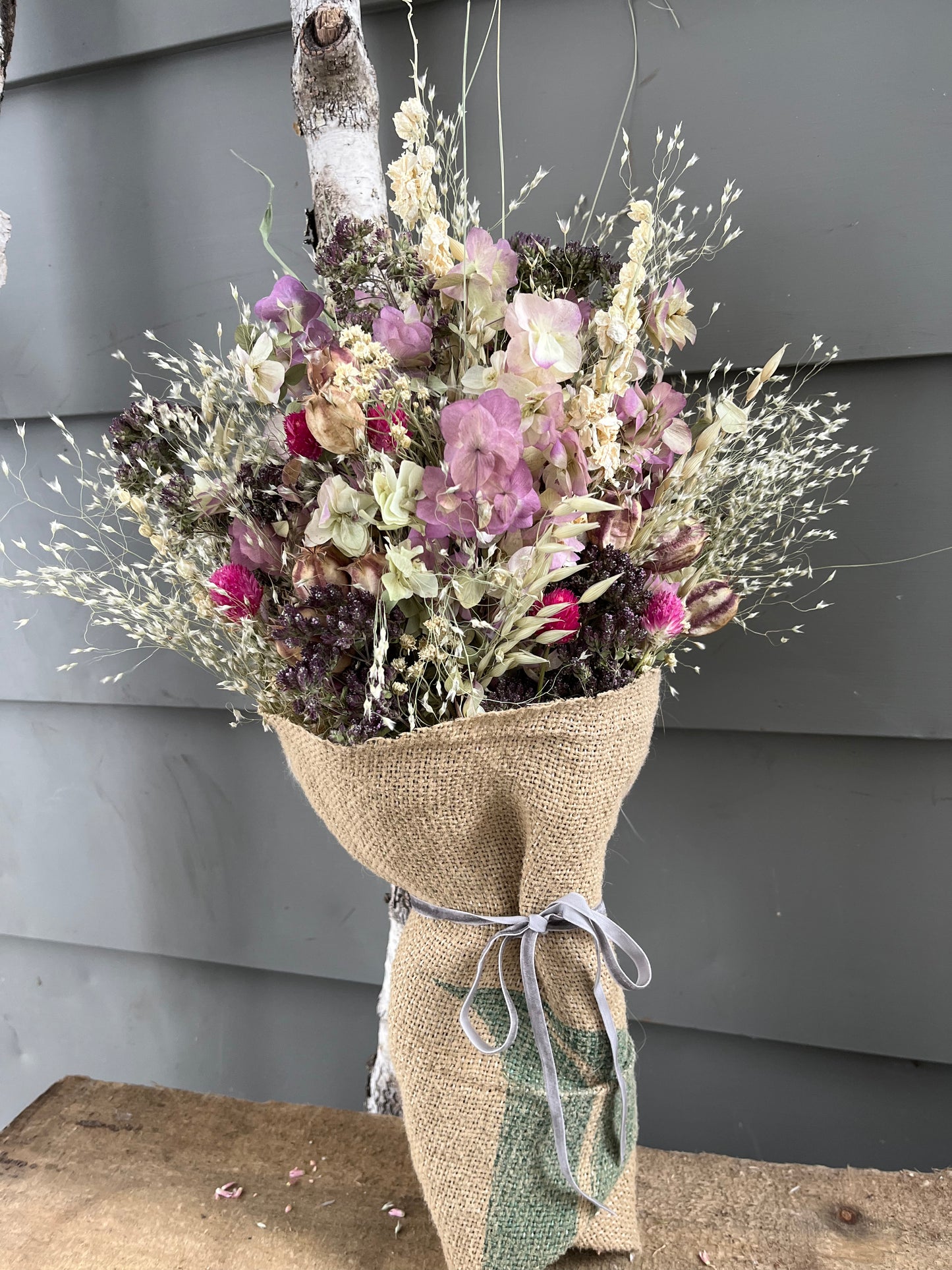 Oregano and gomphrena bouquet