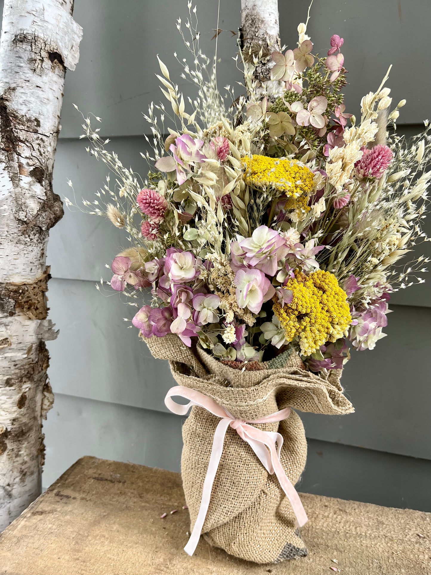 Large yarrow and oregano everlasting bouquet